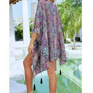 Kimono Boho Top Swim Cover Up Tassel NEW